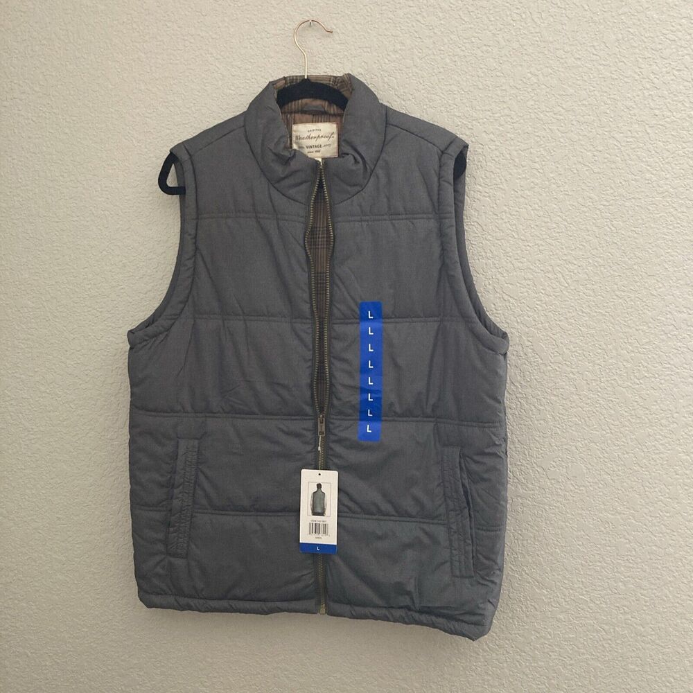 Weatherproof Men’s Flannel Lined Puffer Vest GREEN LARGE